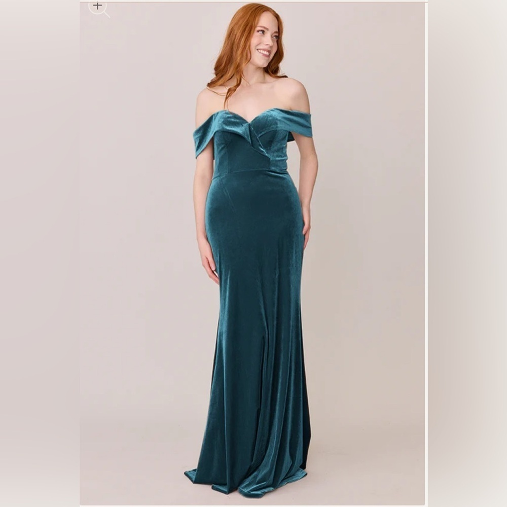 REVELRY Bardot Velvet Maxi Dress Desert Blue Size 6 Mermaid Gown Formal